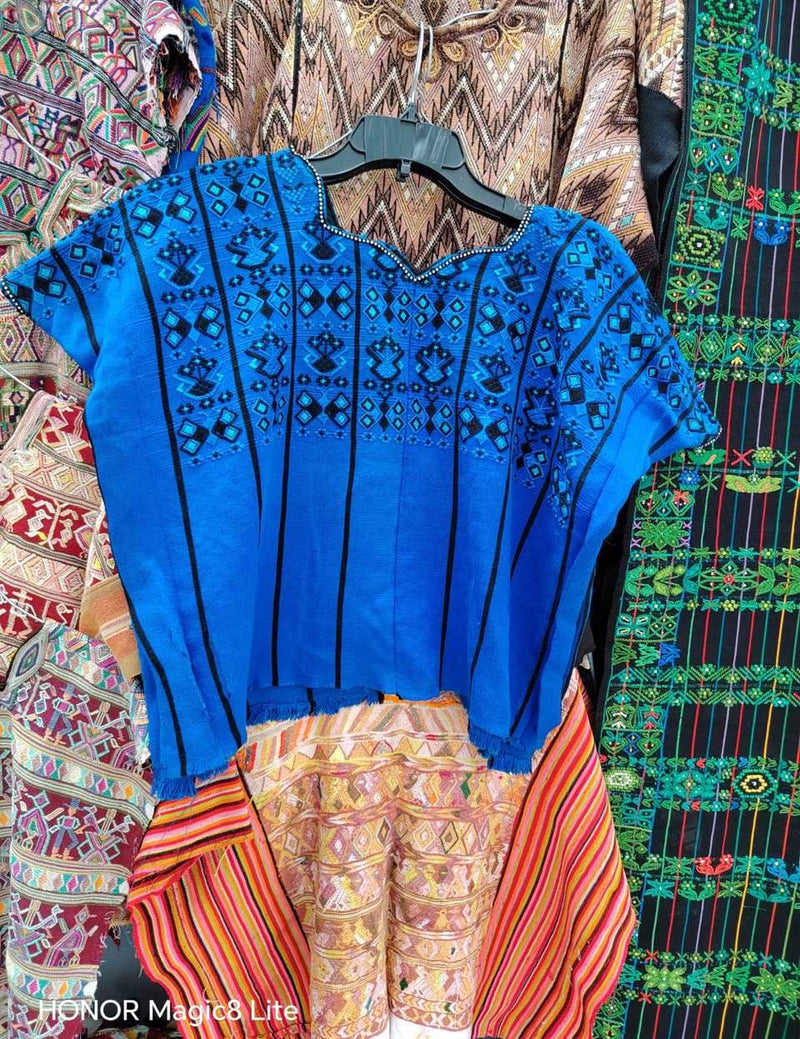 Bright blue San Lucas Toliman huipil #5-279