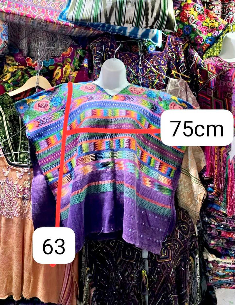 Colourful on purple Comalapa huipil #6-117