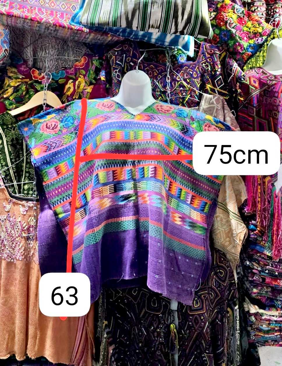 Colourful on purple Comalapa huipil #6-117