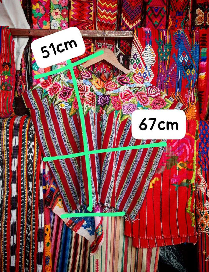 Red and grey striped Patzun huipil #6-102