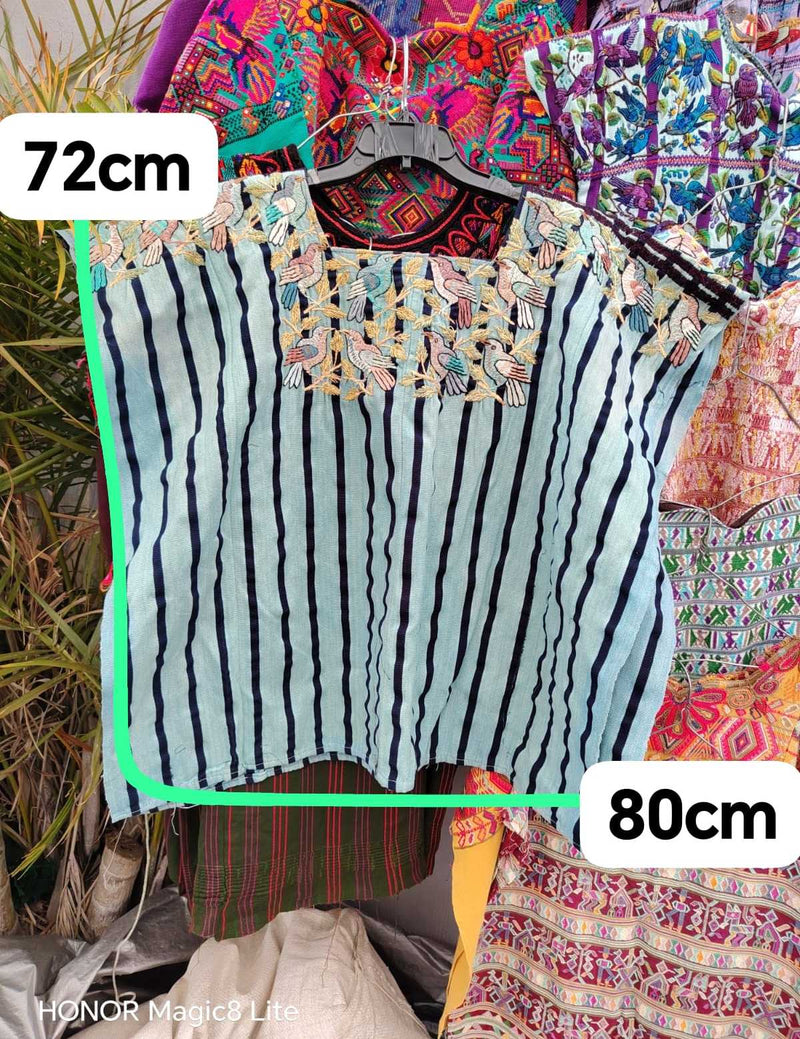 Blue and black striped Santiago huipil #4-188
