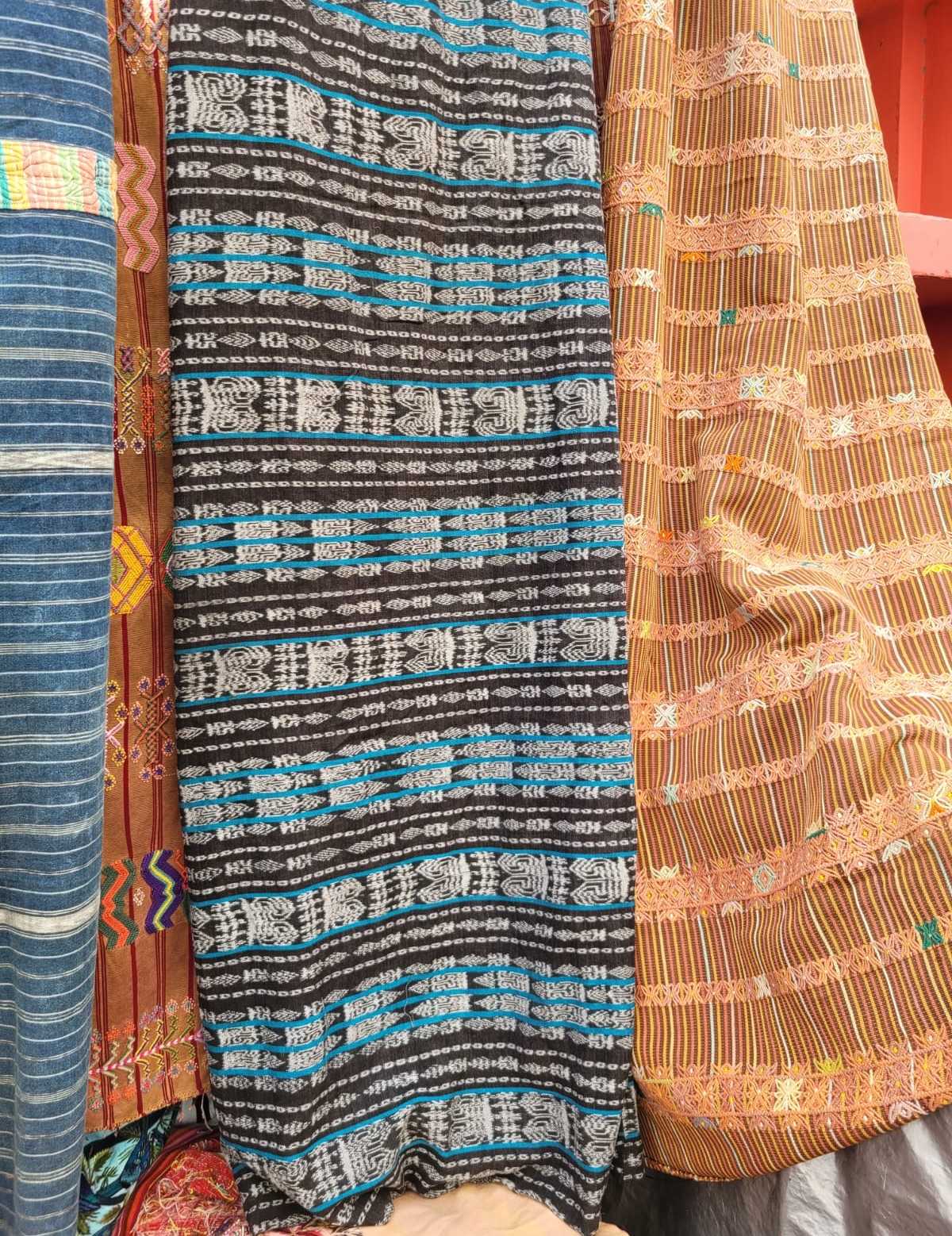 4 different green and blue handwoven cortes #2-104