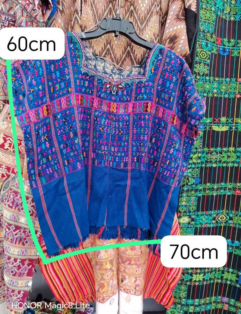 Bright blue and pink San Lucas huipil #5-291