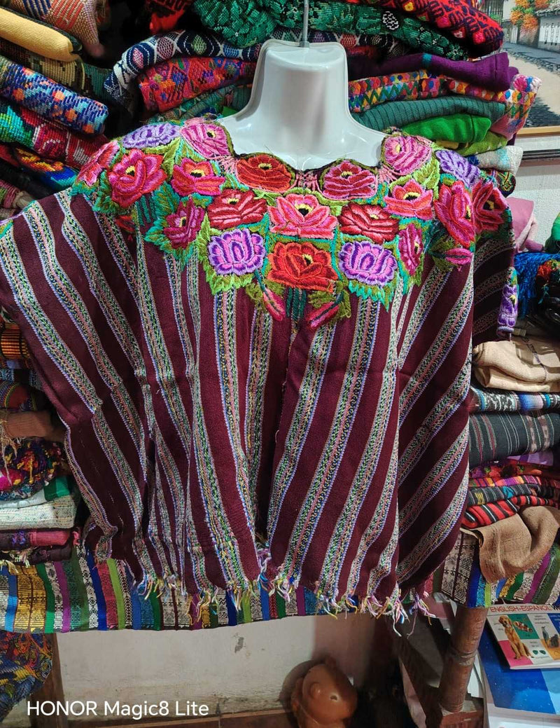 (Reserved for Myriam) Pink and purple floral Patzun Huipil #6-238