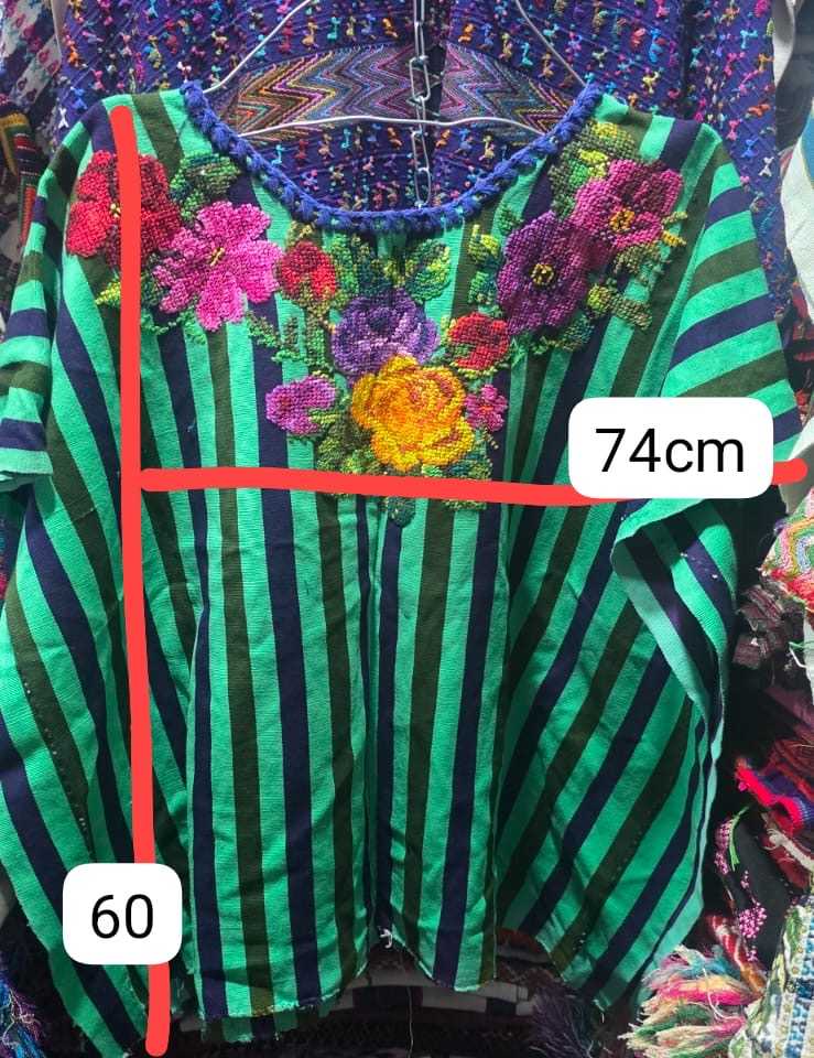 Green striped Santiago huipil #2-56