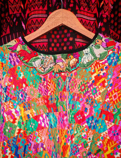 (Reserved for Karen) Colourful orange Coban huipil #2-82