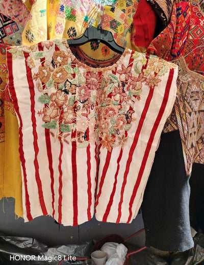 Red and white butterfly Santiago huipil #4-86