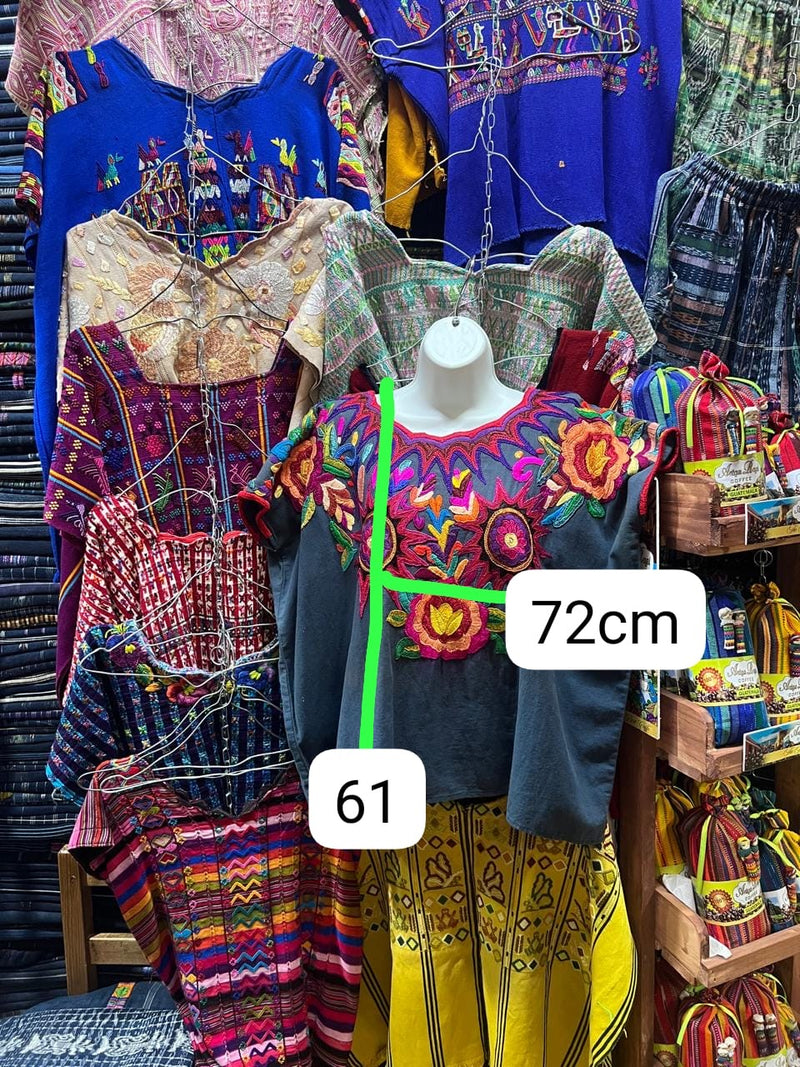 (Reserved for Anne) Floral silk Chichicastenago huipil