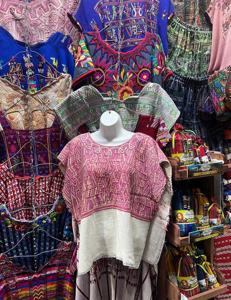 Pink and white Nebaj huipil #5-248
