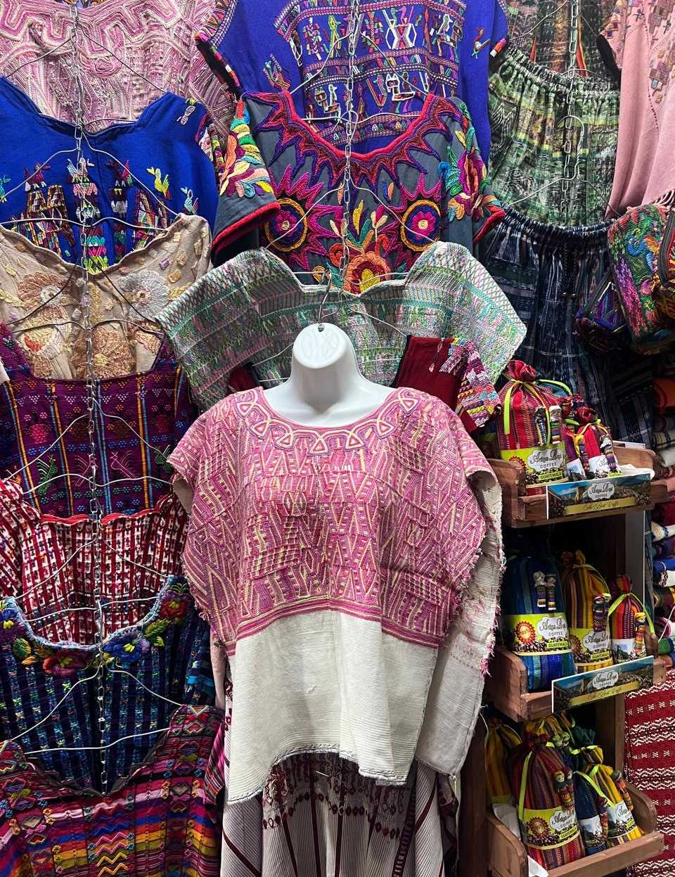 Pink and white Nebaj huipil #5-248