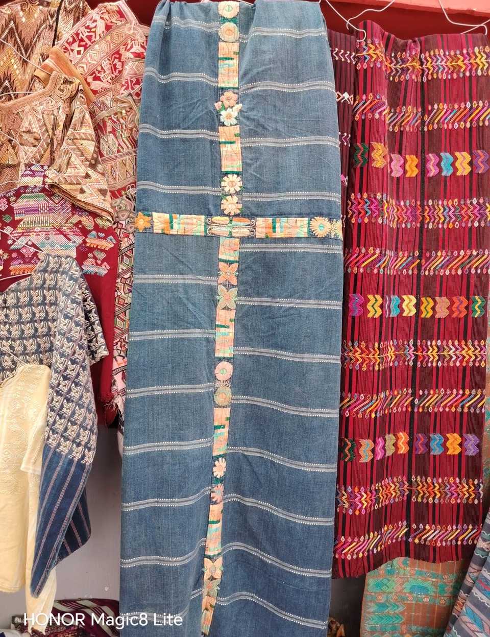 Indigo with floral randa Chichicastenago corte #5-342