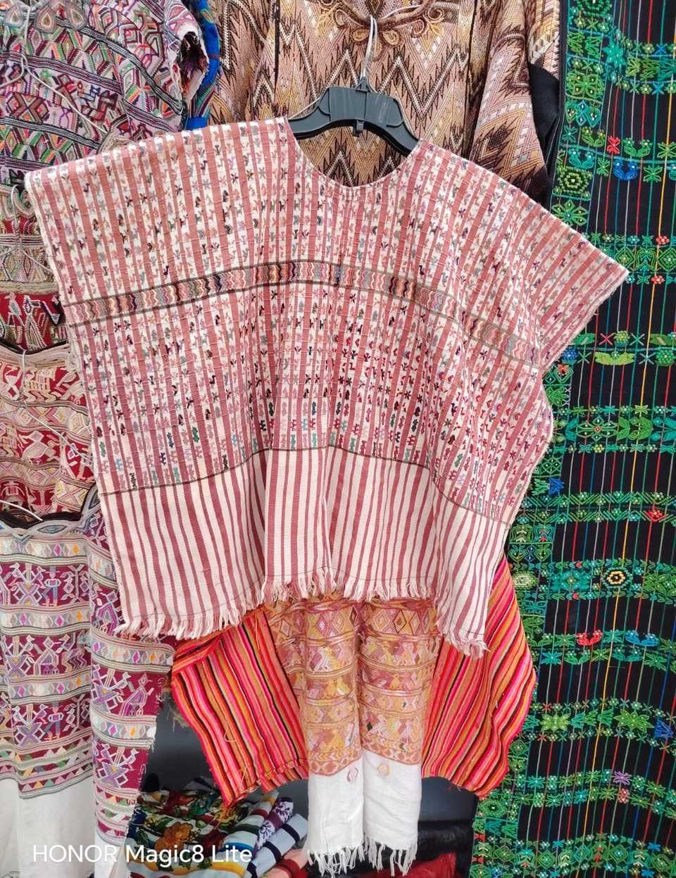 (Reserved for Sarah) Faded red and white striped San Lucas huipil #5-285