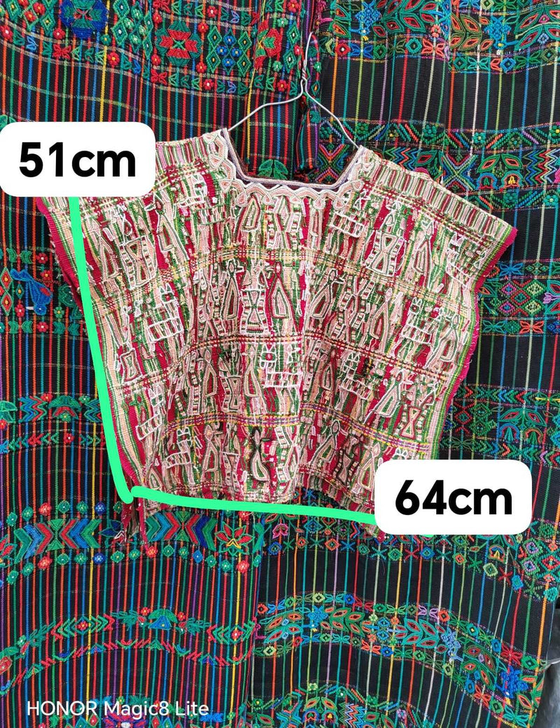 Traditional red and green Nebaj huipil #4-6