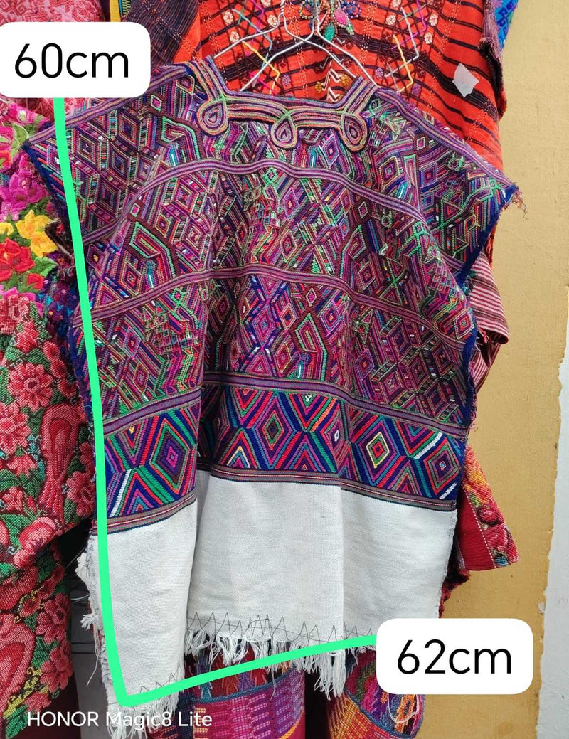 Raspberry and Blue Nebaj Huipil #6-343