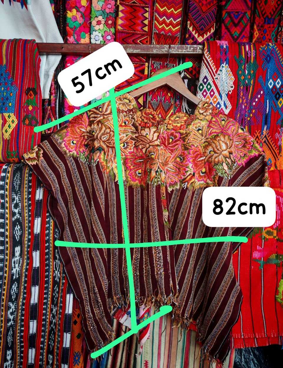 Coral and burgundy Patzun huipil #6-86