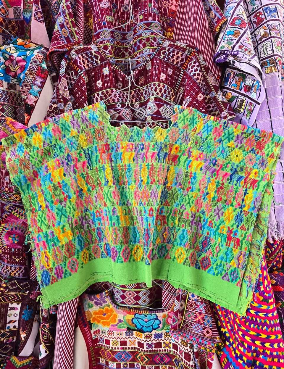 Colourful on Green Coban Huipil #6-386