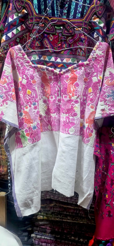 Pink and white huipil for Deb