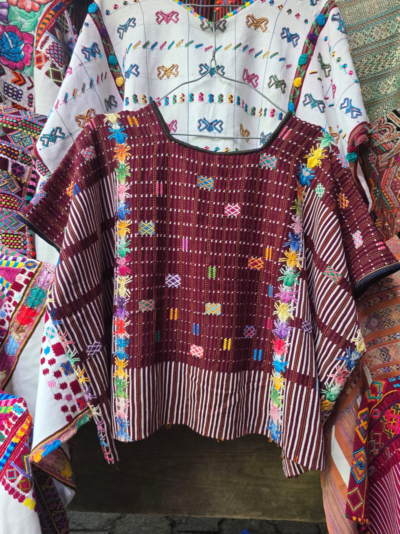 Burgundy Colotenango huipil (Reserved for Anne)