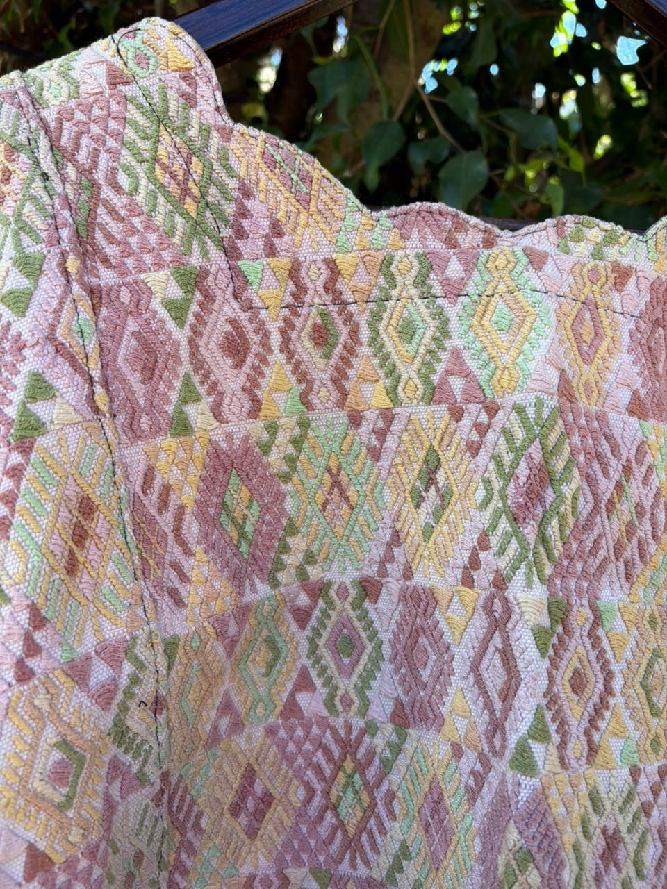 (Reservado para Anne) Huipil de Cobán pastel y tzute de Nebaj