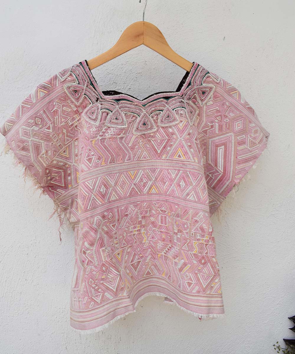Pale pink Nebaj huipil