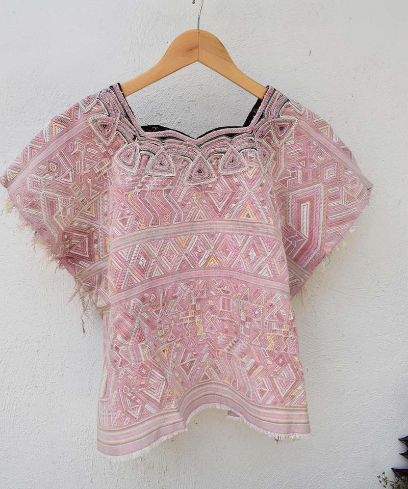 Pale pink Nebaj huipil