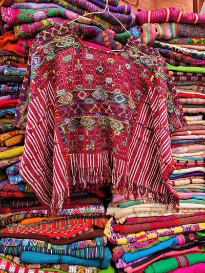 Red Colotenango huipil for April