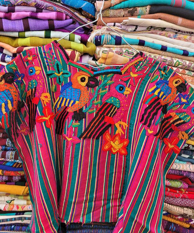 Vintage Guatemalan huipil with handwoven Mayan embroidery