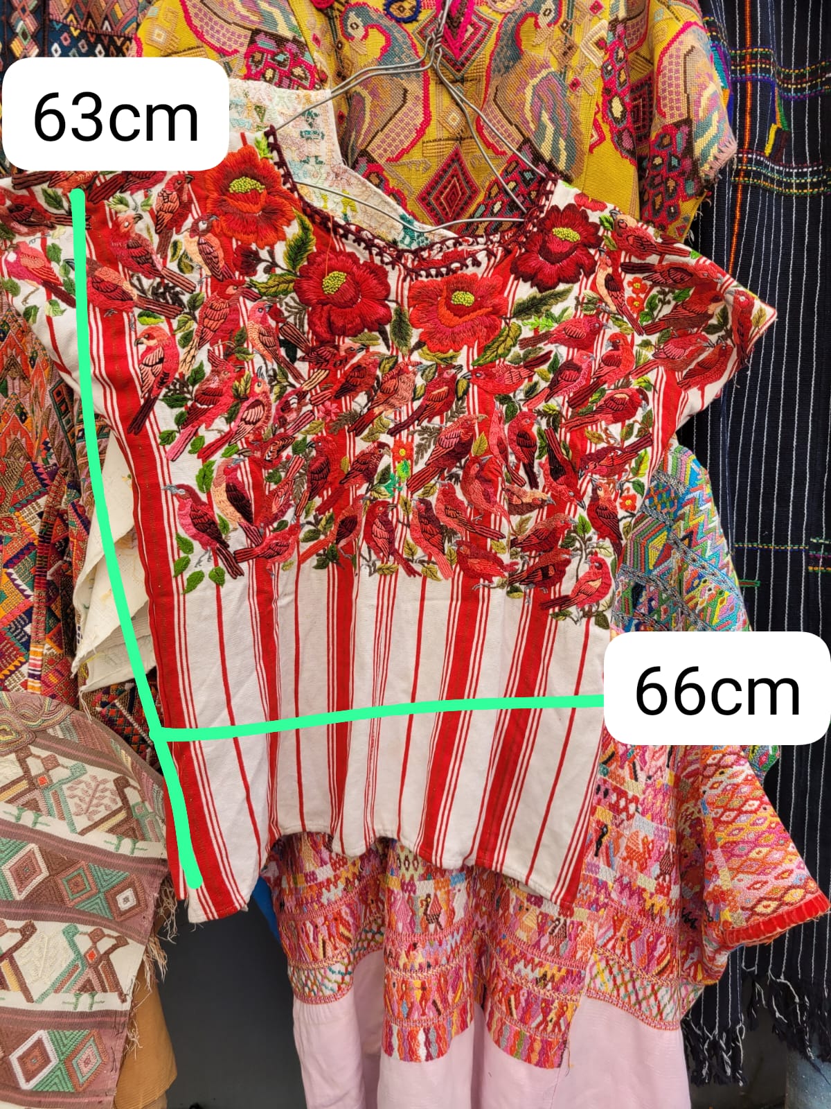 Extravagant red Santiago huipil for Myriam