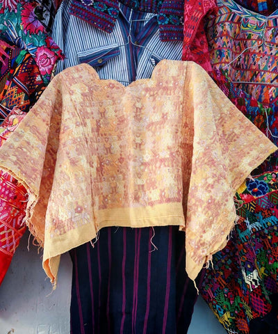 Blush and cream Coban huipil