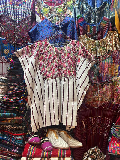 (Reserved for Myriam) Pink birds Santiago huipil