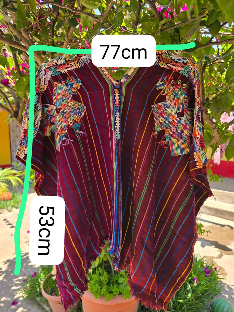 (Reserved for Laura) Burgundy striped Nahuala huipil