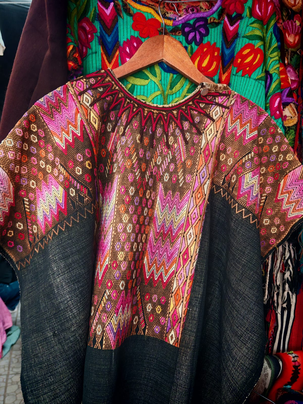 (Reserved for Andrea) Pink and Brown Chichi huipil
