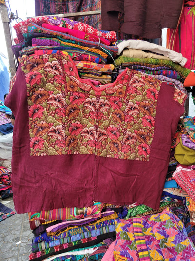 Red floral Comalapa huipil for Sarah