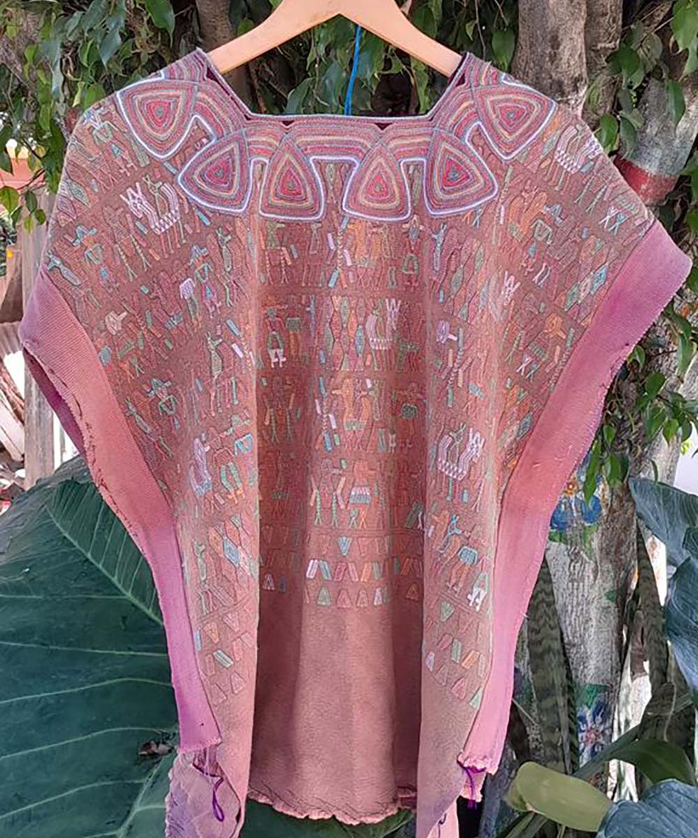 Brown Nebaj huipil with tiny motifs
