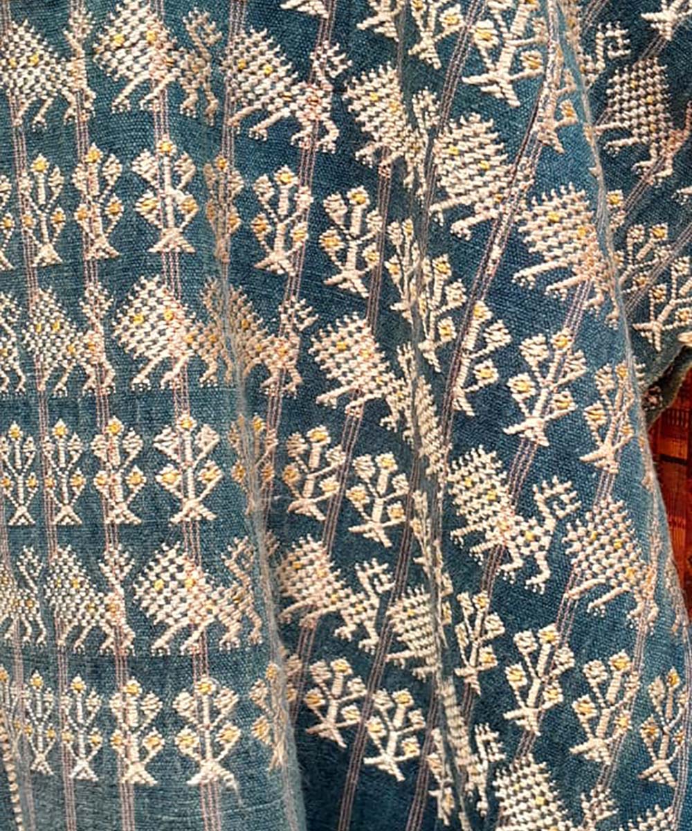 Indigo Nahuala huipil with lions and corn