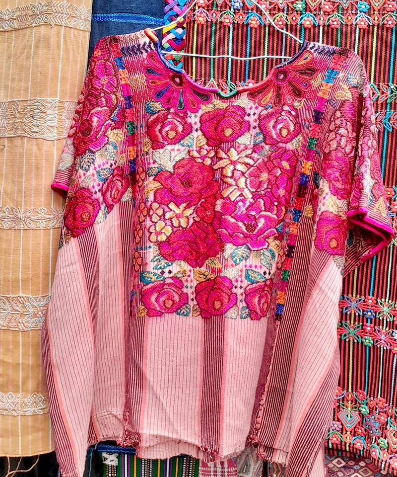 Floral pink Chichi huipil