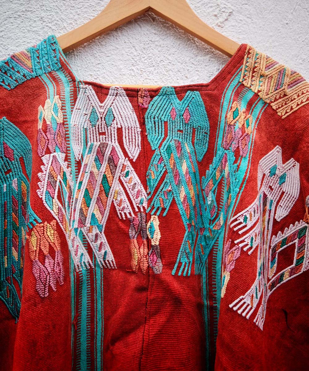 Red and blue Chajul huipil