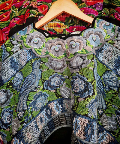 Grey and black Aguas Calientas huipil