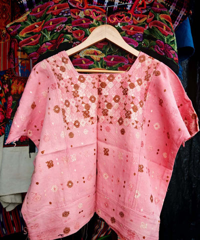 Warm pink simple Coban huipil