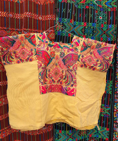 Yellow Chichi huipil with hummingbirds