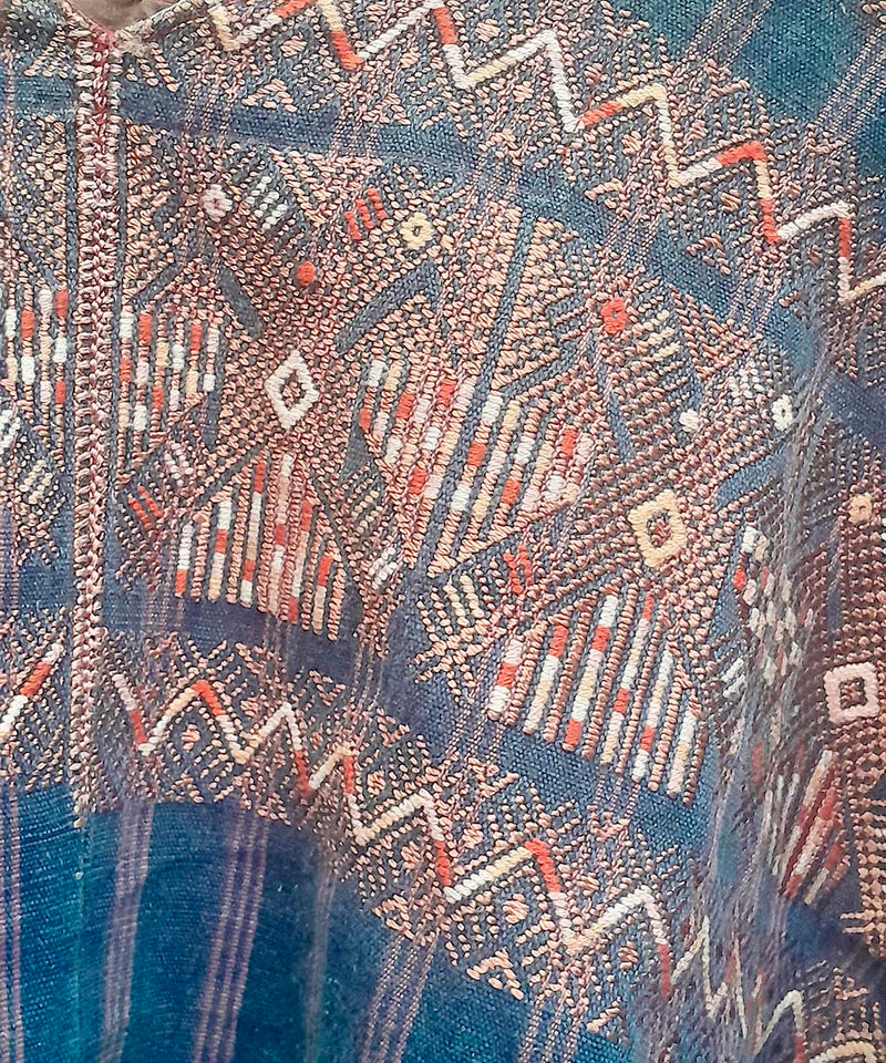 Indigo Xejuyub huipil with double headed bird