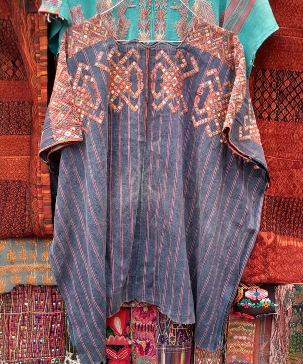 Indigo Nahuala huipil with crabs