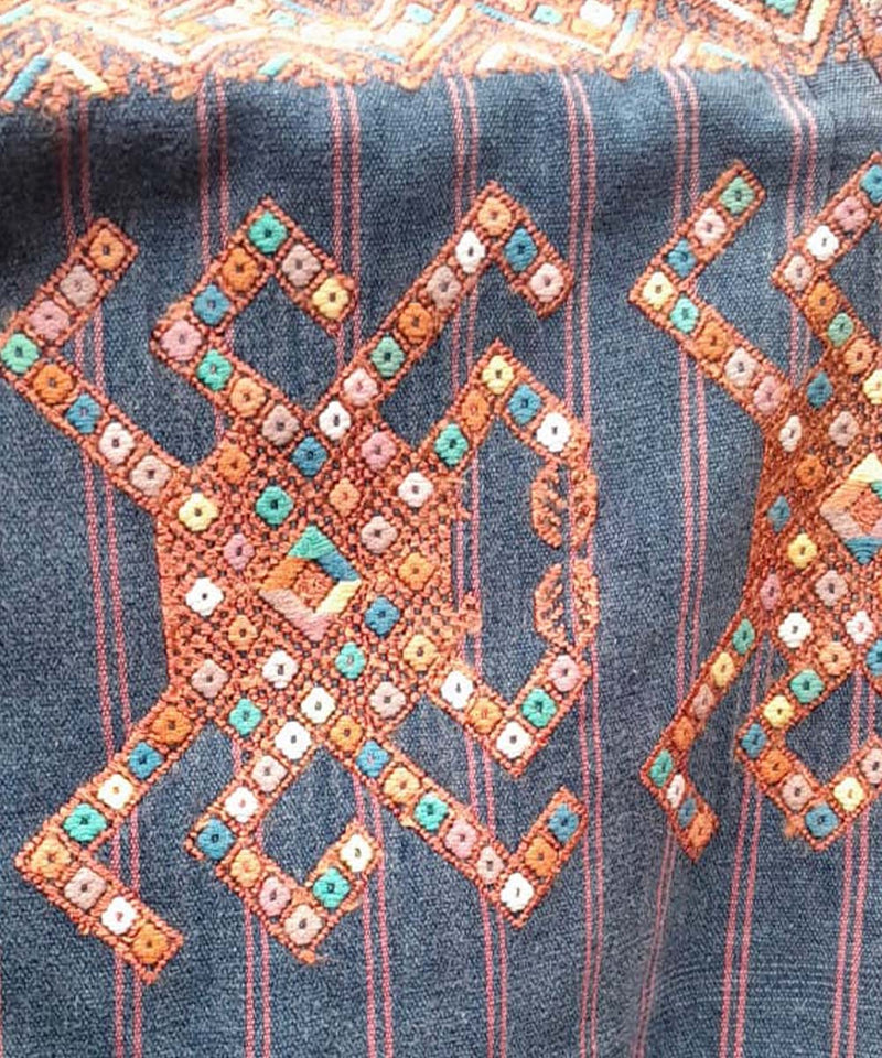 Indigo Nahuala huipil with crabs