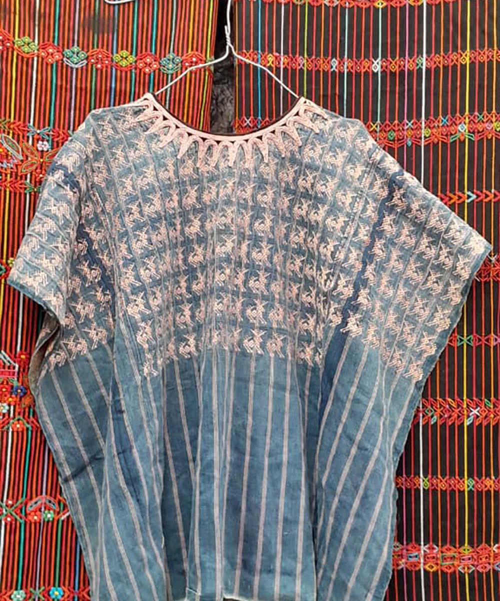 Indigo Nahuala huipil with deer