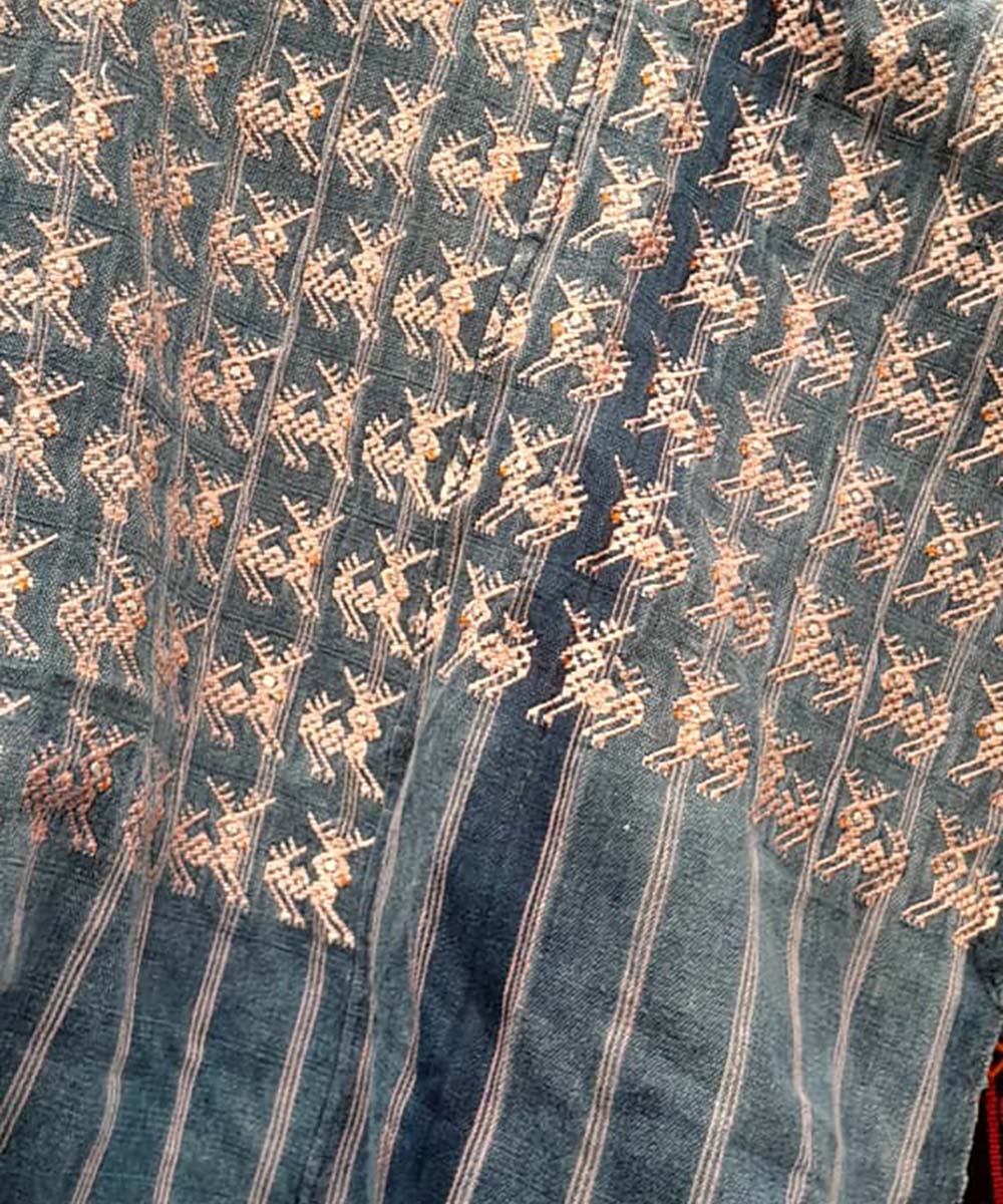 Indigo Nahuala huipil with deer