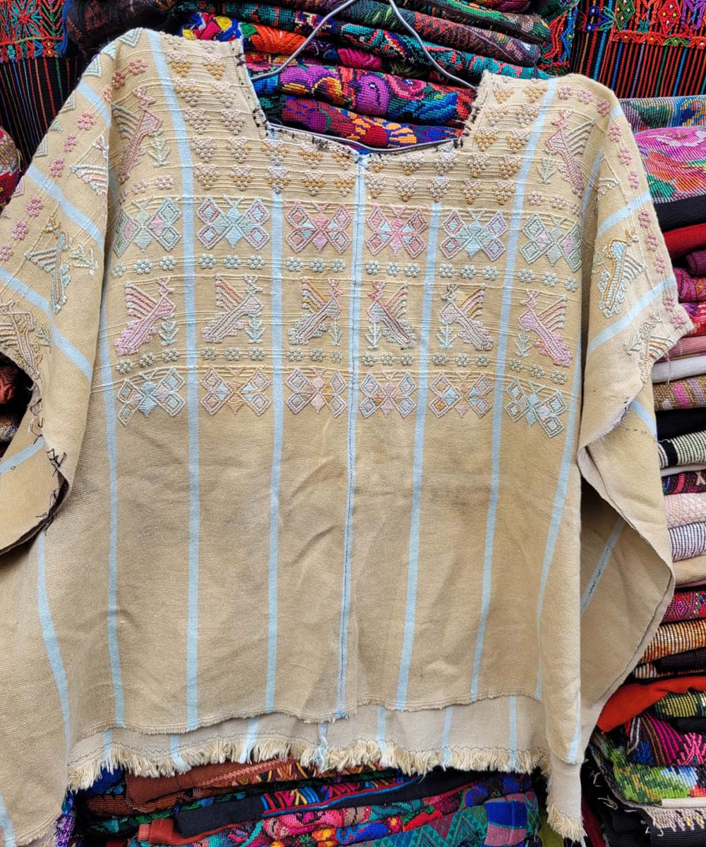 Wheat coloured San Lucas Toliman huipil