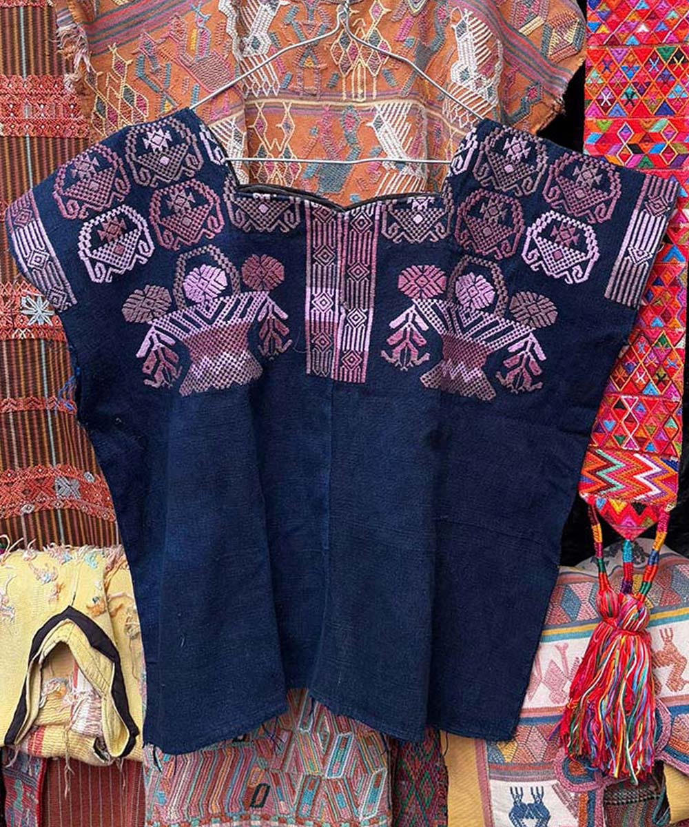Indigo and purple Nahuala huipil