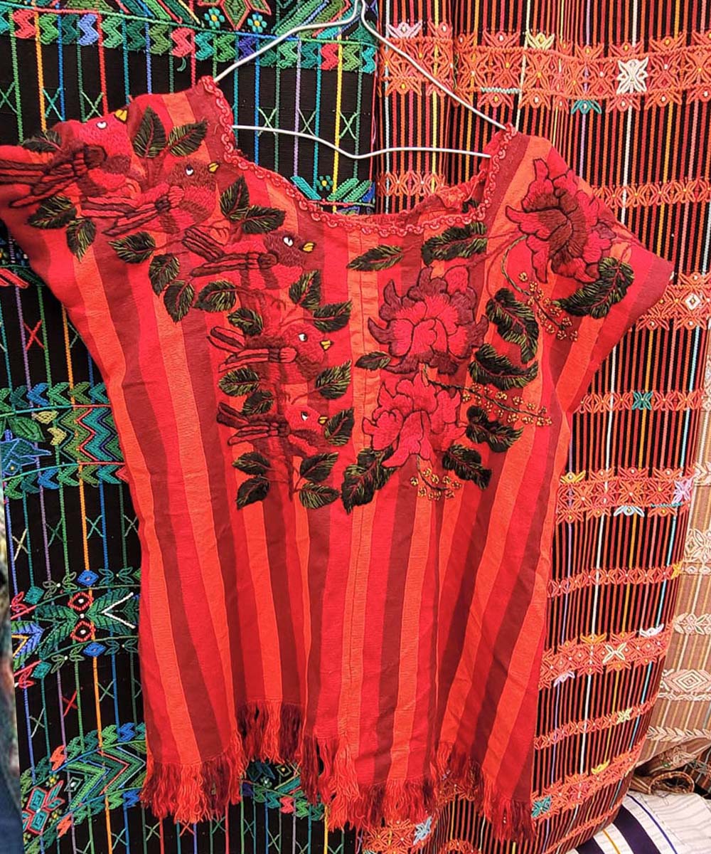 Bright red Santiago huipil