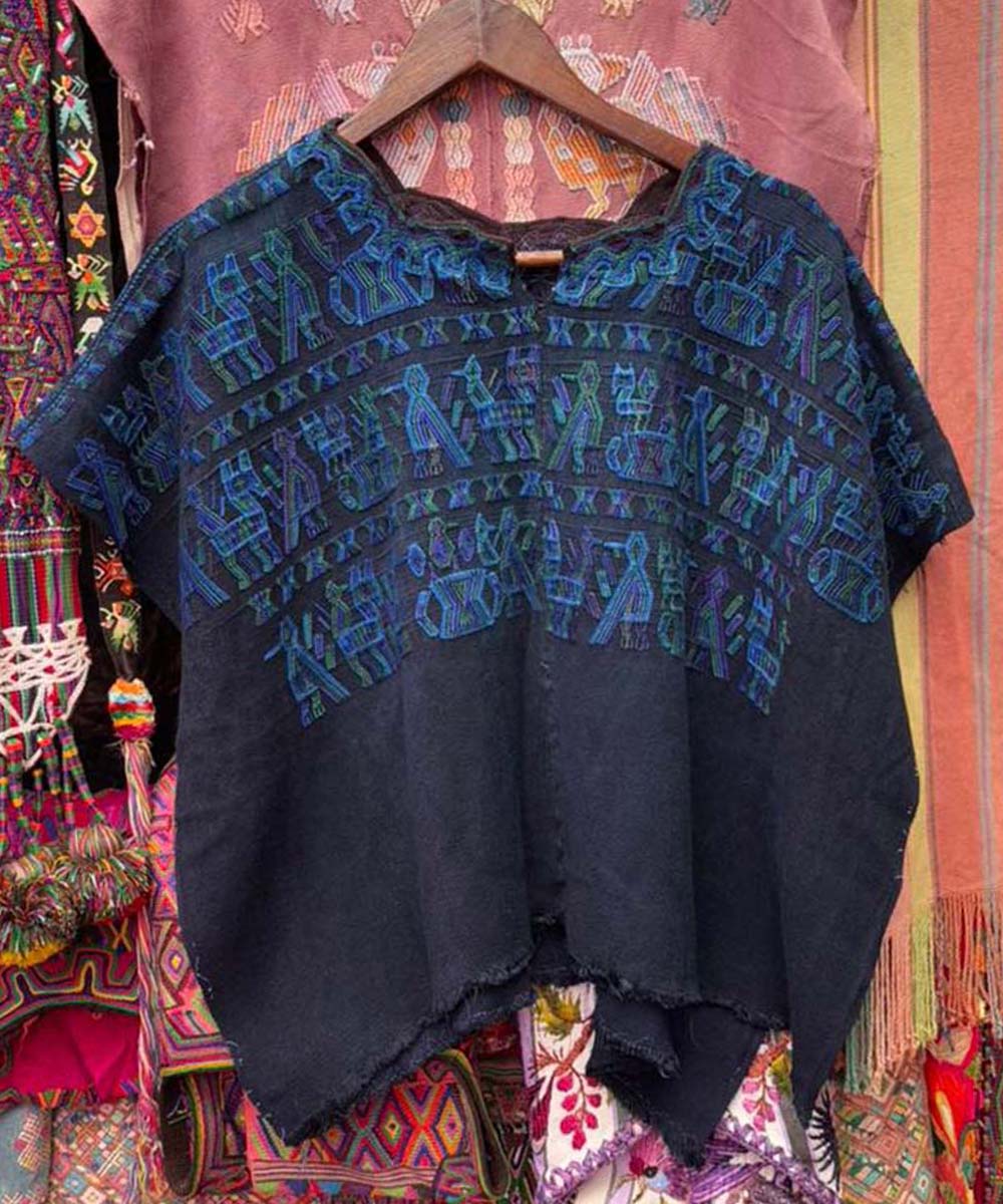 Black and blue Nebaj huipil