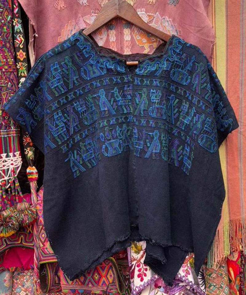 Black and blue Nebaj huipil